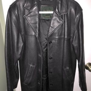 Black leather Danier trench coat
